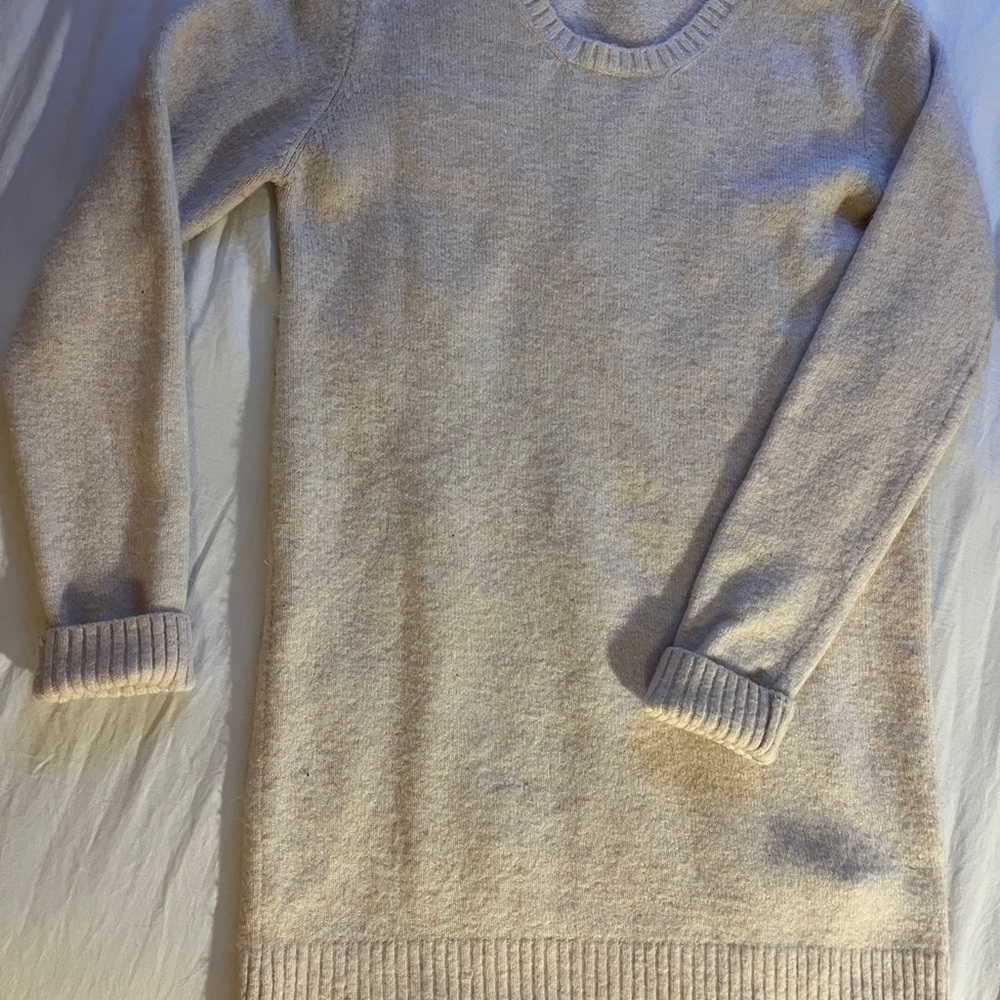 Cozy Beige Knit Sweater Dress